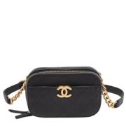 Pre-owned Leather chanel-bags Chanel Vintage , Black , Dames