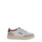 Witte Lage Top Sneakers met Rode Tag Autry , White , Dames