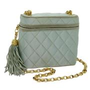 Pre-owned Satin shoulder-bags Chanel Vintage , Blue , Dames