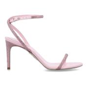 Roze satijnen stiletto sandalen met strass René Caovilla , Pink , Dame...