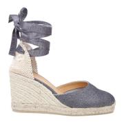 Grijze Linnen Espadrilles Sandalen met Lint Castañer , Gray , Dames