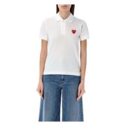 Rood Hart Polo Shirt Wit Comme des Garçons , White , Dames