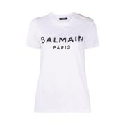 Logo T-shirt Balmain , White , Dames