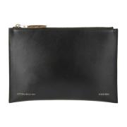 Gouden Rits Leren Clutch Tas Victoria Beckham , Black , Dames