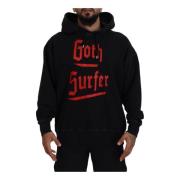 Zwarte Hooded Katoenen Printtrui Dsquared2 , Black , Heren