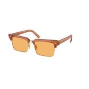 Bruin Montuur Gele Lenzen Zonnebril Miu Miu , Brown , Unisex