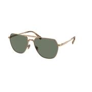 Gouden Montuur Groene Lens Zonnebril Michael Kors , Yellow , Unisex