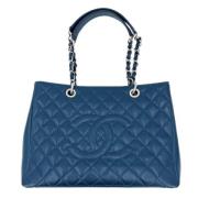 Pre-owned Leather totes Chanel Vintage , Blue , Dames