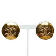 Pre-owned Metal earrings Chanel Vintage , Yellow , Dames