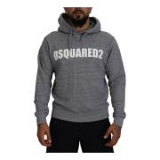 Grijze Hooded Logo Katoenen Trui Dsquared2 , Gray , Heren