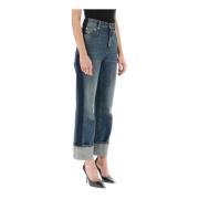 Baggy Boyfriend Straight Jeans Alexander McQueen , Blue , Dames