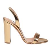 Gouden Spiegelend Leren Sandaal Pumps Aquazzura , Yellow , Dames