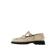 Witte leren sport loafers met gesp Hereu , Beige , Dames