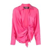 Roze Bahia Gedrapeerde Shirt Jacquemus , Pink , Dames