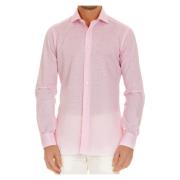 Roze Linnen-Katoen Culto Shirt Barba , Pink , Heren