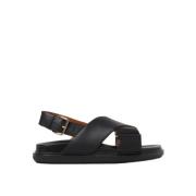 Zwarte Leren Sandalen Marni , Black , Dames