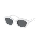 Wit Frame Donkergrijze Lens Zonnebril Michael Kors , White , Unisex