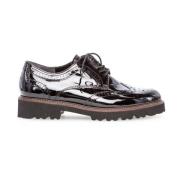 Zwarte Leren Derby Schoenen Gabor , Black , Dames