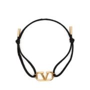 Zwart VLogo Signature Leren Armband Valentino Garavani , Black , Heren