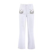 Studded Flare Broek Nenette , White , Dames