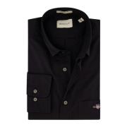 Casual Zwart Overhemd Regular Fit Lange Mouw Gant , Black , Heren