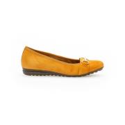 Gele Velours Klassieke Ballerina Flats Gabor , Yellow , Dames