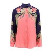 Zijden Multicolor Blouse Klassieke Kraag Etro , Multicolor , Dames