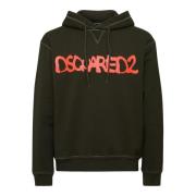 Donkergroene Katoenen Hoodie Dsquared2 , Green , Heren