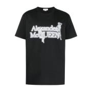Zwart Logo Grafisch T-shirt Ronde Hals Alexander McQueen , Black , Her...