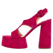 Pre-owned Suede sandals Christian Louboutin Pre-owned , Pink , Dames