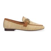 Raffia Mocassins Ronde Neus Metalen Detail Bibi Lou , Beige , Dames