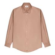 Klassieke Oversized Shirt met Logoknopen Laneus , Beige , Dames