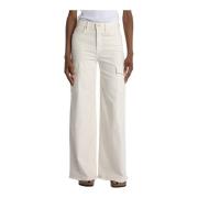 Witte Cargo Denim Broek Mother , White , Dames