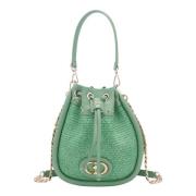 Leren en Raffia Emmer Tas La Carrie , Green , Dames