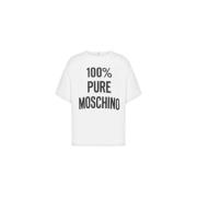 Wit Logo T-shirt Korte Mouw Moschino , White , Dames