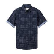 Geometrisch korte mouw overhemd Tom Tailor , Blue , Heren