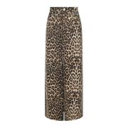 Leopard Print High Waist Denim Rok Neo Noir , Multicolor , Dames