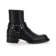 Zwarte Leren Enkellaarzen Ritssluiting Alexander McQueen , Black , Her...