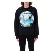 Zwart Airbrush Crewneck Gebreide kleding Amiri , Black , Heren