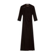 Klassieke Zwarte Gebreide Midi Jurk Pennyblack , Black , Dames