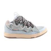 Blauwe Sneakers Veters Rubberen Zool Lanvin , Blue , Heren