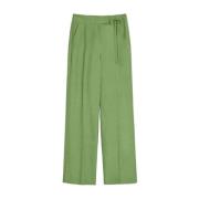 Groene Rechte Broek Linnen Viscose Pennyblack , Green , Dames