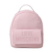 Glitter Logo Synthetisch Leren Rugzak Love Moschino , Pink , Dames