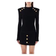 Zwart Gebreide Trui Gouden Knopen Balmain , Black , Dames