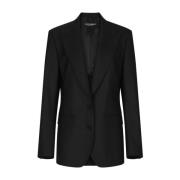 Zwarte Jassen met Peak Revers Dolce & Gabbana , Black , Dames