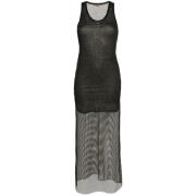 Zwarte Mesh Gelaagde Jurk Palm Angels , Black , Dames