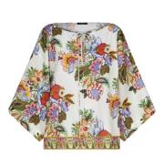 Gestreepte Bloemenprint Strik Hals Shirt Etro , Multicolor , Dames