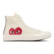 Beige Canvas Hi-Top Sneakers Comme des Garçons Play , Beige , Heren