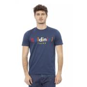 Blauw Katoenen T-Shirt met Voorkant Print Baldinini , Blue , Heren