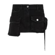 Zwarte Denim Mini Rok The Attico , Black , Dames